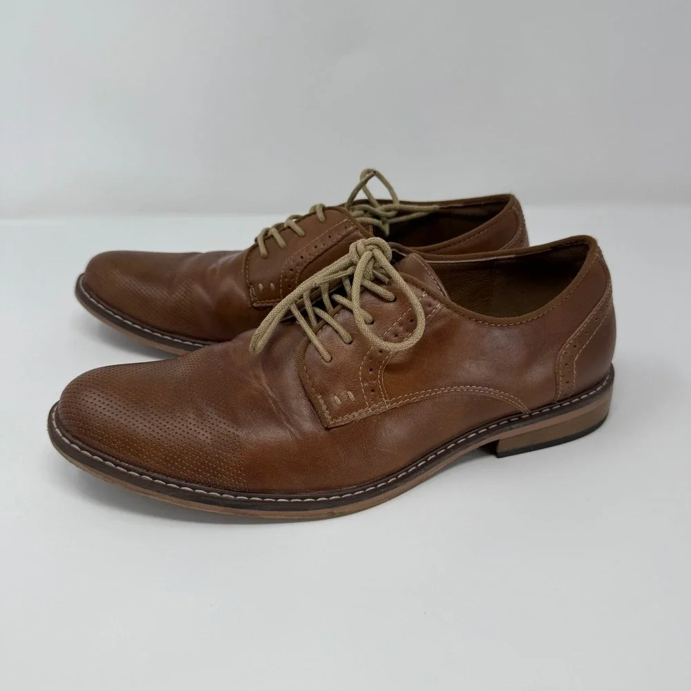 Madden Oxford Dress Shoes 10.5 Brown Cognac Perforated Toe Business Casual Mens